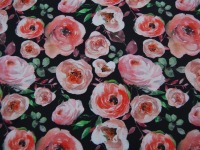 Jersey - Digital Roses - Rosenmuster auf Dunkelblau - 0,5m