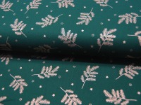 Baumwolle - Weihnachten - Goldene Tannenzweige auf Dunkelgrün - 0.5m 4