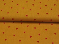 REST Beschichtete Baumwolle - Herzen - Ocker Rot - 20 x 145cm