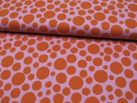Baumwolle - Poplin - DOTS - Orangefarbene Dots auf Rosa 0,50m 2