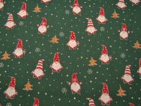 Baumwolle Poplin - Weihnachten - Gnomes - Wichtel auf Grün - 0.5m 3