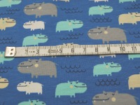 Jersey - Flusspferde auf Blau - 0,5 m 3