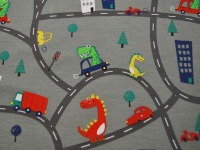 Jersey - Road Map - Dinosaurier auf Rädern - Dusty Green - 0,5 Meter