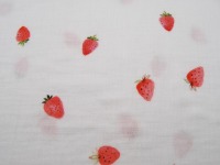 Musselin/Double Gauze Digital - Strawberries - Erdbeeren auf Weiß 0,5 m 3