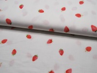 Musselin/Double Gauze Digital - Strawberries - Erdbeeren auf Weiß 0,5 m 4