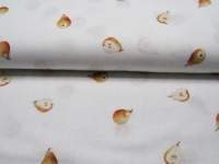 Musselin/Double Gauze Digital - Pears - Birnen auf Weiß 0,5 m 3