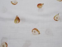 Musselin/Double Gauze Digital - Pears - Birnen auf Weiß 0,5 m