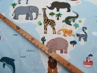 Baumwolle - Poplin Digital - Weltkarte mit Tieren - 0.5 Meter 3
