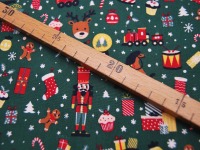Baumwolle Poplin - Weihnachten - Toys and Presents auf Grün - 0.5m 2