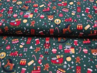 Baumwolle Poplin - Weihnachten - Toys and Presents auf Grün - 0.5m 4
