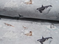JERSEY - Winter Animals - Tiere am und im Meer auf Hellgrau 0.5m
