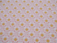 Beschichtete Baumwolle - Graphic Flower - Blumen in Rosa-Senf auf Weiß 0,5 m 3