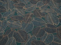 REST 0,4m Dekostoff - Canvas Digital - Leaves - Blätter auf Dunkelgrün 4