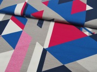 French Terry - Streetstyle - Graphisches Muster in Grau, Pink, Blau, Weiß usw - 0.5 Meter 4