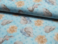 Baumwolle - Cotonet - Little Bunny - Hasen und Blumen auf Hellblau 0,5m 4
