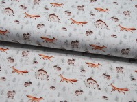 Baumwolle - Snoozy Fabrics - Fuchs, Igel, Reh und Bäume - auf Weiß 0,5m