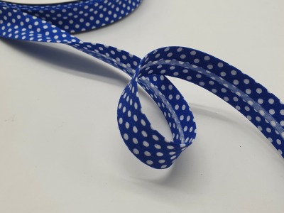 Schrägband Dots 1m Royalblau mit weißen Punkten