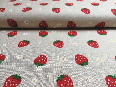 Erdbeeren auf Natur - Dekostoff - 05m