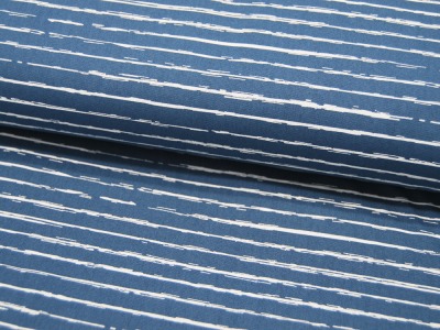 Baumwolle - Weiße Streifen auf Jeansblau - 05 m