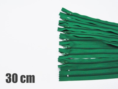 10 x 30cm grüne Reißverschlüsse - 10 Reißverschlüsse zum Setsonderpreis
