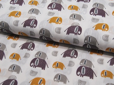 Baumwolle - Snoozy Fabrics - Elephants - Elefanten in Ocker-Braun 0,5m