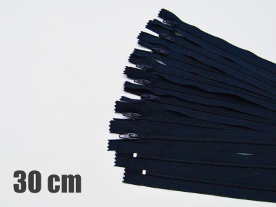 10 x 30cm dunkelblaue Reißverschlüsse - 10 Reißverschlüsse zum Setsonderpreis