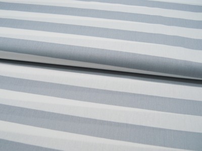 Baumwolle - Stripe - Breite Streifen Hellgrau-Weiss 0,5 meter