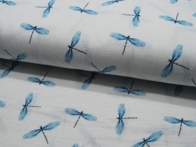 Musselin/Double Gauze - Bambino - Dragonfly Libelle in Dusty Blue 05 m