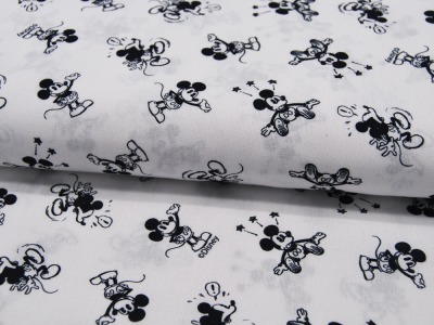 Baumwolle - Mickey Mouse - in Schwarz-Weiß 05m
