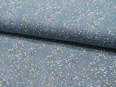 Baumwolle - Confetti - Farbspritzer auf Dusty Blue 05m