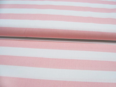 Baumwolle - Stripe - Breite Streifen Hellrosa-Weiss 05 meter