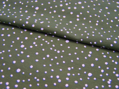JERSEY - Dots - Weiß auf Army / Olive / Grün - Punkte - 0,5m
