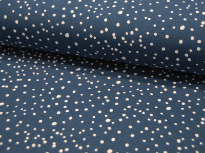 JERSEY - Dots - Weiß auf Dusty Blue / Blau - Punkte - 05m