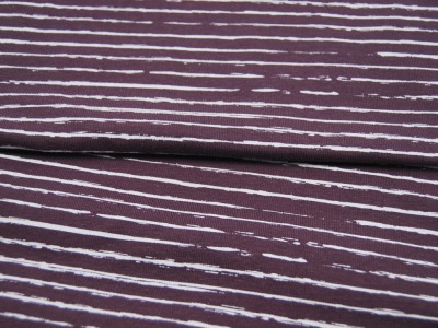 Jersey - Streifen in Weiß auf Mauve / Lila - 0.5 Meter