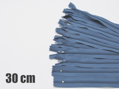 10 x 30cm jeansblaue Reißverschlüsse - 10 Reißverschlüsse zum Setsonderpreis