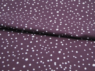 JERSEY - Dots - Weiß auf Mauve / Lila - Punkte - 0,5m