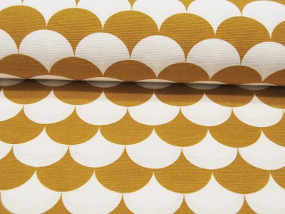 Dekostoff - Ottoman - Graphisches Muster Senf-Weiß - 05m