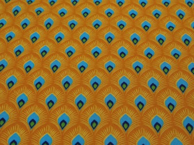 Beschichtete Baumwolle - Pfauenfedern klein - 50 x 145cm