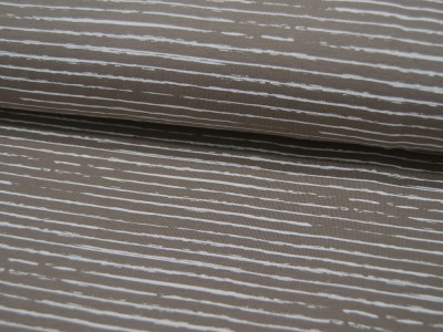 Jersey - Streifen in Taupe - Weiß - 0.5 Meter