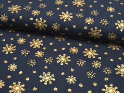 Baumwolle Popeline - Weihnachten - Schneeflocken auf Blau - 05m