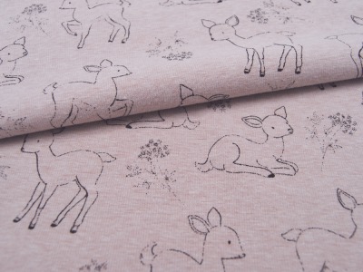 Happy Fleece - Bambi / Rehe auf Dusty Pink meliert 05 m