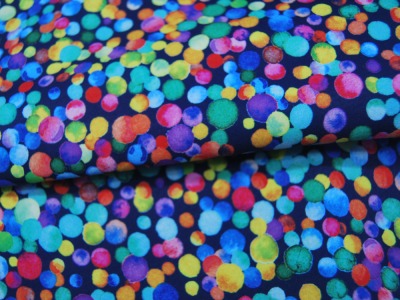 Softshell - Bunte Dots auf Nachtblau - 0.5 Meter