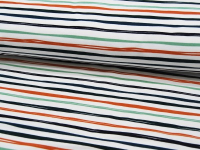French Terry - Stripes off White - Streifen auf Weiß - 0,5m