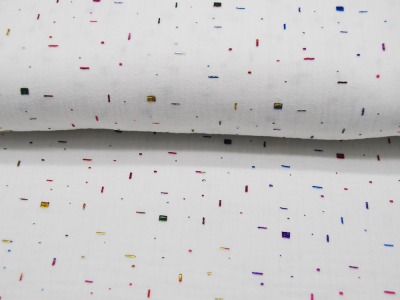 Musselin - Multicolour Foil - Bunter Glitzer auf Weiß 0,5 m