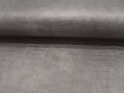 Kunstleder - mit Muster - auf Grau / Taupe - 50 x 140 cm - und kein Tier musste für dieses Leder