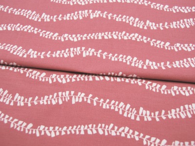 Beschichtete Baumwolle - Graphisches Muster / Ranken auf Altrosa - 50 x 145cm - weiche, beschichtete
