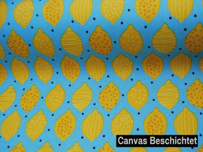 Canvas BESCHICHTET - Hellblau mit Zitronen - 50 x 135 cm