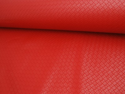 Kunstleder - Square - Graphisches Muster in Rot - 50 x 140 cm - und kein Tier musste für dieses Leder sterben