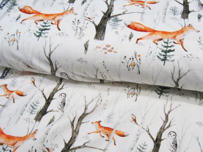 Jersey - Fuchs und Eule im Wald - Snoozy Fabrics - 05 Meter