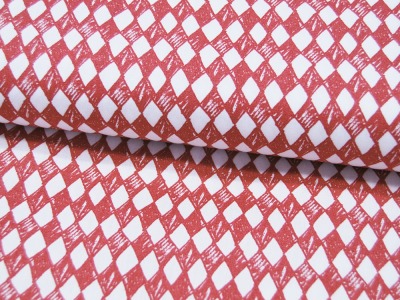 Baumwolle - Arlequee - Rautenmuster in Rot-Weiß - 0,5m